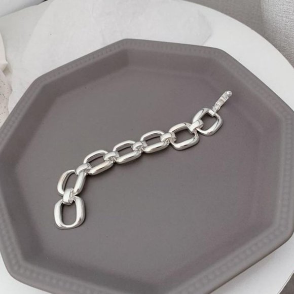 925 Sterling Silver Chunky Bracelet Huge Thick Oversized Chain Link Bracelet - Picture 2 of 6